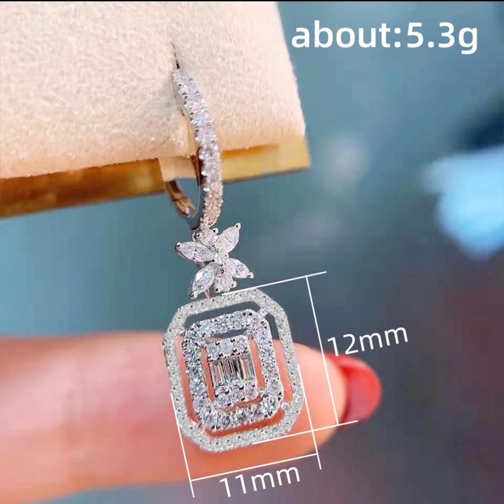 COPY - Huitan Modern Fashion Silver Color Women's Dangle Earrings with Shiny CZ… - Picture 4 of 5